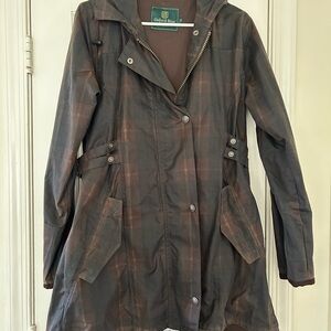 Oxford Blue waxed canvas tartan hooded Katrina honey 12